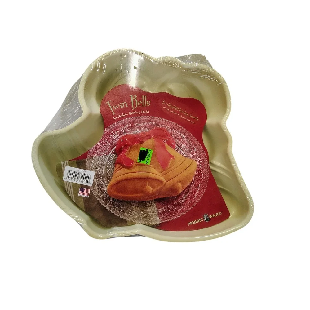 Nordic Ware Twin Bells Nostalgic Baking Mold 10 Cup Christmas Cake Pan 31442 NEW